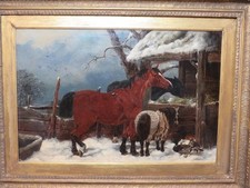 Usado, Paisagem de inverno John Frederick Herring b.1795 cavalos e patos a óleo comprar usado  Enviando para Brazil