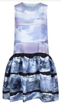 Victoria Beckham Damska sukienka mini Cocktail Fit & Flare 100% jedwab niebieski fioletowy 6, używany na sprzedaż  PL