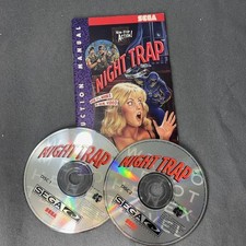 Night Trap (Sega CD, 1992) — Conjunto autêntico de discos 1 e 2, testado - Discos e manual comprar usado  Enviando para Brazil
