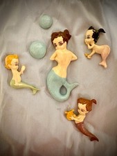 Lote de 6 peças de decoração de arte vintage de estúdio de parede bolhas de sereias de cerâmica década de 1950, usado comprar usado  Enviando para Brazil