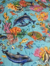 Tecido Cranston Print Works oceano mar peixe tropical colorido coral 27x44 polegadas comprar usado  Enviando para Brazil