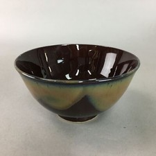 Usado, Tigela de arroz de porcelana japonesa vintage marrom Chawan brilhante fluxo suave PT774 comprar usado  Enviando para Brazil