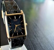 RELÓGIO MASCULINO VINTAGE CIDADÃO ELEGANTE RETANGULAR MOSTRADOR PRETO QUARTZO DOURADO comprar usado  Enviando para Brazil