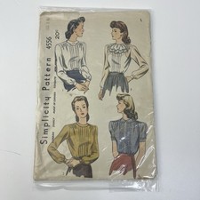 Blusa tamanho 18 b36 CUT vintage anos 40 padrão 4556 gola alta redonda Peter Pan ou Jabot  comprar usado  Enviando para Brazil