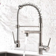 Grifos de cocina contemporáneos de acero inoxidable de una sola manija con rociador extraíble segunda mano  Embacar hacia Mexico