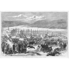 WOJNA FRANKO-PRUSKA Armia generała Bourbakiego pod Travers - antyczny druk 1871 na sprzedaż  Wysyłka do Poland