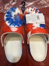 Crocs Tie Dye Unissex Masculino 8 Feminino 10 Vermelho Branco e Azul Novo comprar usado  Enviando para Brazil