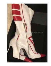 Botas de couro da moda com zíper sexy stiletto joelho alto sapato feminino festa outono 2024 comprar usado  Enviando para Brazil