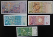 Używany, NORWEGIA ZESTAW 5 EGZEMPLARZY NORGE BANKNOTY 1994-2007 REPRODUKCJE NIE PRAWDZIWE BANKNOTY na sprzedaż  PL