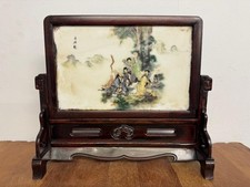 Usado, Placa/tela de porcelana chinesa oriental em suporte de madeira - Assinada comprar usado  Enviando para Brazil