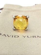 David Yurman prata 925 almofada na ponta 20mm limão citrino e anel de diamante tamanho 7, usado comprar usado  Enviando para Brazil