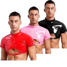 Colete de festa masculino clubwear fivela crop top pole dance regata traseira com zíper barra, usado comprar usado  Enviando para Brazil