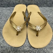 Sandálias finas de ouro Havaianas com strass floral. Tamanho 6. comprar usado  Enviando para Brazil
