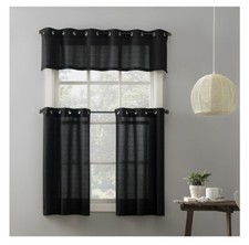 Conjunto de cortina Mainstays ilhó sólido semi transparente, 54"x36", preto comprar usado  Enviando para Brazil