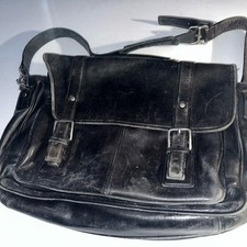 Bolsa carteiro masculina preta Coach couro Thompson laptop maleta executiva comprar usado  Enviando para Brazil