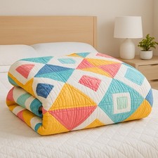 Colcha de retalhos vintage de algodão costurada à mão 105x92 colorida boêmia comprar usado  Enviando para Brazil