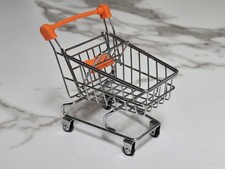 Mini carrinho de compras vintage laranja e aço inoxidável 4,5" para bonecas ou decoração comprar usado  Enviando para Brazil