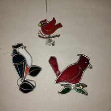 Vitral apanhador de sol pássaros X 3. Cardinal & Blue Jay comprar usado  Enviando para Brazil