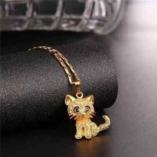 Usado, Pingente de berloque de gato buceta fofo simulado de diamante redondo folheado a ouro amarelo 14k 1 quilate comprar usado  Enviando para Brazil