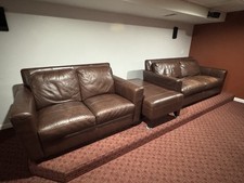 Brown leather sofa for sale  North Wales