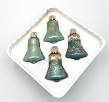 Enfeites de sino de vidro azul-petróleo vintage de Natal por Krebs decorados à mão com coroas comprar usado Enfeites de sino de vidro azul-petróleo vintage de Natal por Krebs decorados à mão com coroas comprar usado  Enviando para Brazil