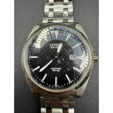 Usado, Citizen Eco-Drive Sapphire WR 100 relógio masculino mostrador preto pulseira E111-S070899 SS comprar usado  Enviando para Brazil