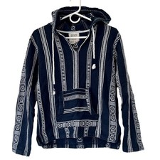 Poncho Beach by Exit tapete de drogas Baja com capuz listrado pull over hippie outdoor P, usado comprar usado  Enviando para Brazil