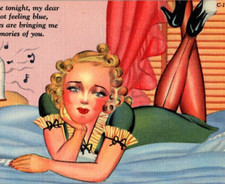 Girl on Bed Listening To Radio All Alone Tonight My Dear Sweet Memories of You comprar usado  Enviando para Brazil