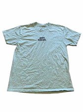 Camiseta masculina vermelha oito marcas "anti social" logotipo bordado turquesa tamanho G comprar usado  Enviando para Brazil