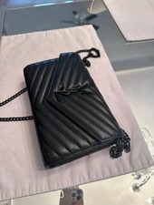 Bolsa tiracolo de couro Yves Saint Laurent prata sobre preto comprar usado  Enviando para Brazil