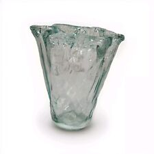 Vaso de babado de água transparente vidro reciclado onda verde feito à mão comprar usado Vaso de babado de água transparente vidro reciclado onda verde feito à mão comprar usado  Enviando para Brazil