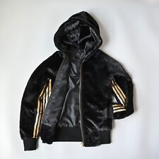 Usado, Jaqueta Adidas com capuz de pele sintética década de 2010, dourada três listras, XS comprar usado  Enviando para Brazil