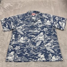 Camisa masculina RJC Ltd tamanho 3XL azul branca palmeiras cena oceânica botão havaiano para cima comprar usado  Enviando para Brazil