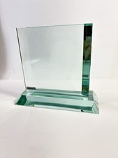 Troféu prêmio vidro jade cristal branco retângulo chanfrado não gravado 6,5” X 5-3/4” comprar usado  Enviando para Brazil