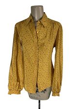 Blusa vintage Palio amarela seda cata-vento estrelas retrô colarinho espalhado feminina tamanho 8 comprar usado  Enviando para Brazil