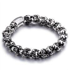 Pulseira masculina sólida 316L arma metal prata aço inoxidável escovado cabeça de caveira comprar usado  Enviando para Brazil