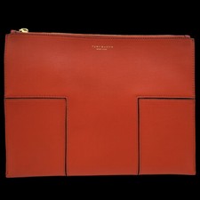 Bolsa de mão Tory Burch Block T couro laranja 11x8 fina com zíper e bolsa de pó, usado comprar usado  Enviando para Brazil