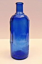Garrafa de vidro facetada azul cobalto vintage padrão geométrico moderno meados do século comprar usado  Enviando para Brazil