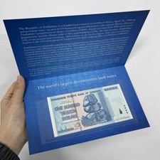 1 szt. ZIM 100 USD sto bilionów dolarów Zimbabwe niebieskie banknoty z kopertą na sprzedaż  Wysyłka do Poland