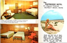 Cartão postal publicitário Footbridge Motel, OGUNQUIT BEACH, Maine Chrome comprar usado  Enviando para Brazil