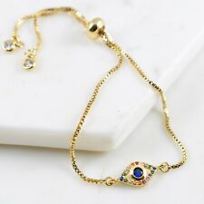 Pulseira de bronze corrente ajustável cristal arco-íris ouro olho mau turco grego comprar usado  Enviando para Brazil