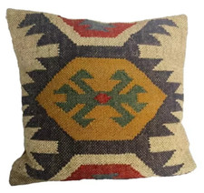 Capa de almofada de juta 100% natural 18x18" quilim quadrado feita à mão vintage comprar usado  Enviando para Brazil
