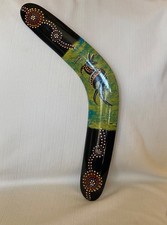 BOOMERANG australiano pintado à mão 18" canguru assinado à mão EXCELENTE comprar usado  Enviando para Brazil