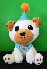 American Greetings Birthday Pugs 9" plugues marrom creme chapéu bandana bicho de pelúcia, usado comprar usado  Enviando para Brazil