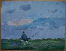 Pintura a óleo ucraniana soviética URSS impressionismo pescador paisagem nuvens, usado comprar usado  Enviando para Brazil