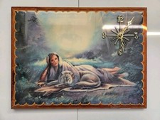 Usado, Arte de parede relógio operado por bateria nativo americano/lobo comprar usado  Enviando para Brazil