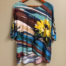Blusa feminina Jams World tamanho grande abstrata floral ombro frio artístico boêmio comprar usado  Enviando para Brazil