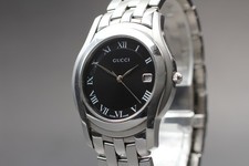 Vintage 【Perto de Estado Perfeito 】 GUCCI 5500M Relógio Masculino Data Mostrador Preto Qz Fabricado na Suíça JAPÃO comprar usado  Enviando para Brazil