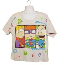 Camiseta Rugrats Vintage Anos 90 Unissex Extra Grande Curta Cinza Angélica Tommy Chuckie comprar usado  Enviando para Brazil