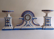 Antyk Art Deco Francuski zestaw garniturowy Płaszcz Zegar Fajance Ceramika OSZAŁAMIAJĄCY na sprzedaż  PL